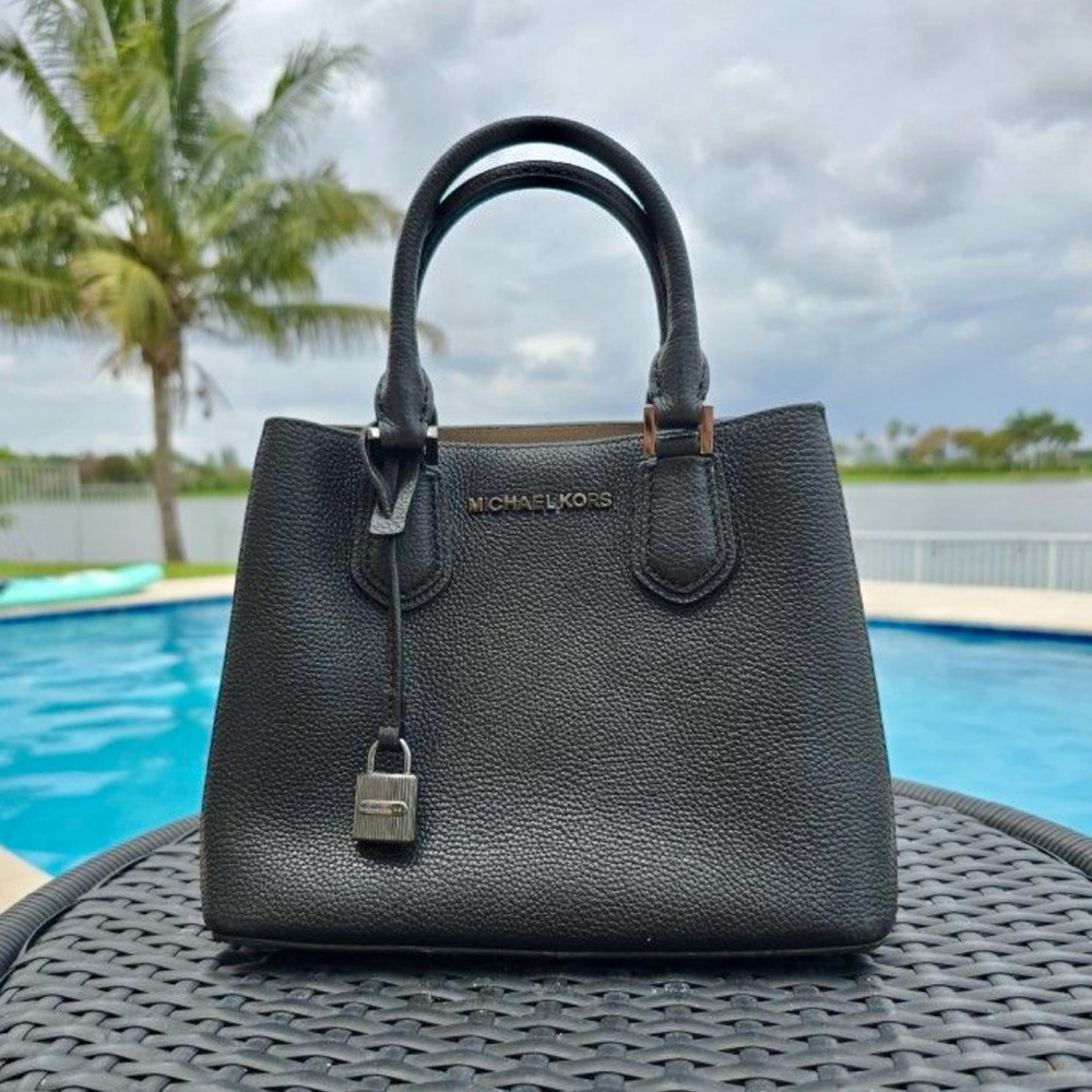 Michael Kors Black Pebbled Leather Satchel